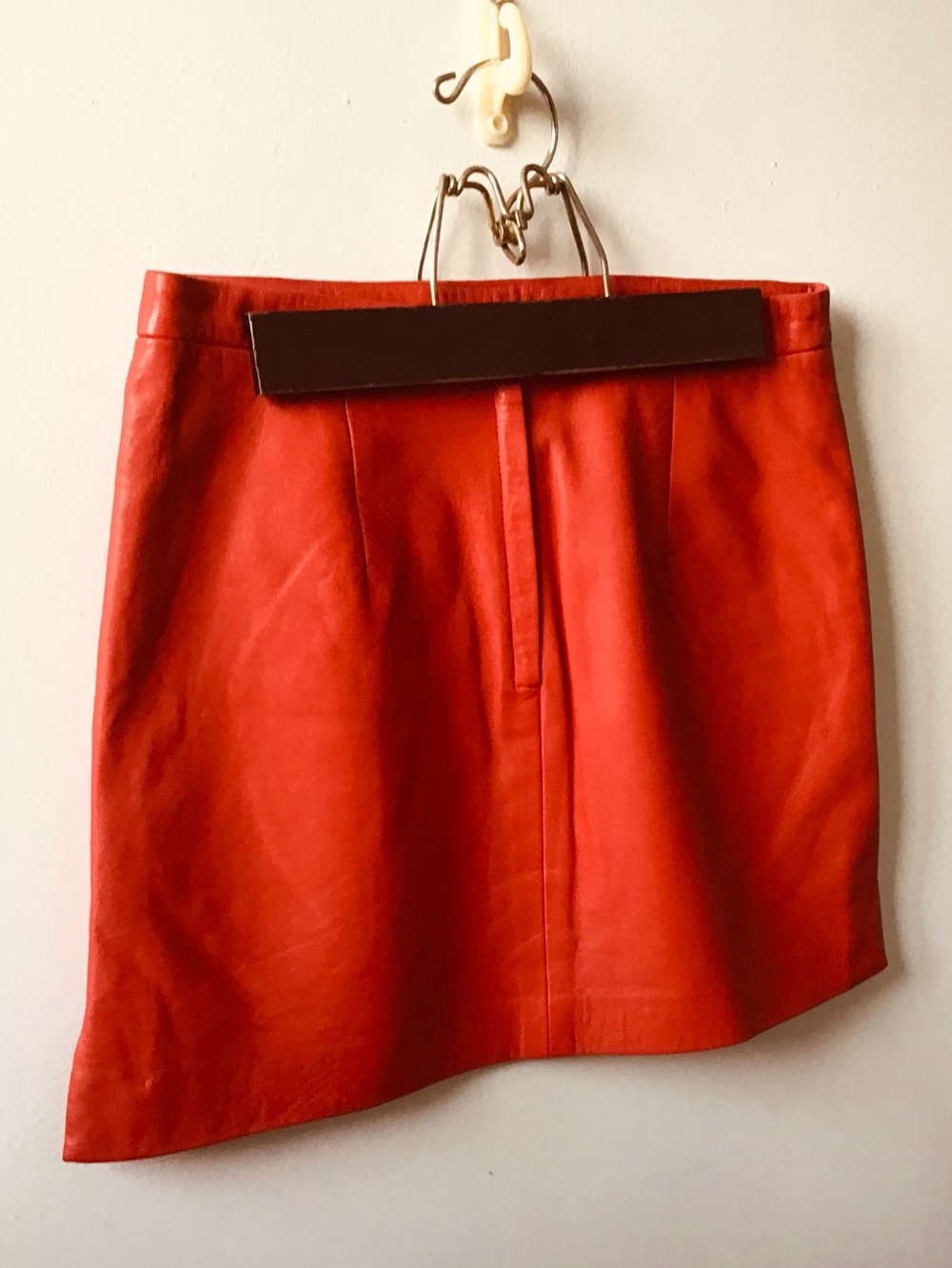 Red soft Leather BCBG Mini Skirt